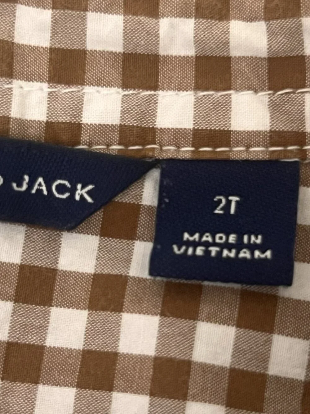 Janie and Jack Button Down Shirt Kids Brown Gingham Plaid Classic SIZE 2T